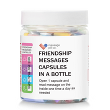 Load image into Gallery viewer, Messages in a Bottle Friendship Gift for Your Bestfriend (50PCS) Pre-Written Capsule Letters in Plastic Jar BFF Gifts Perfect for Unique Birthday Gifts, Sister and Valentine’s Day