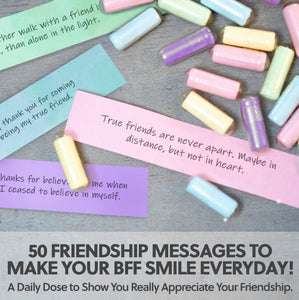 Messages in a Bottle Friendship Gift for Your Bestfriend (50PCS) Pre-Written Capsule Letters in Plastic Jar BFF Gifts Perfect for Unique Birthday Gifts, Sister and Valentine’s Day